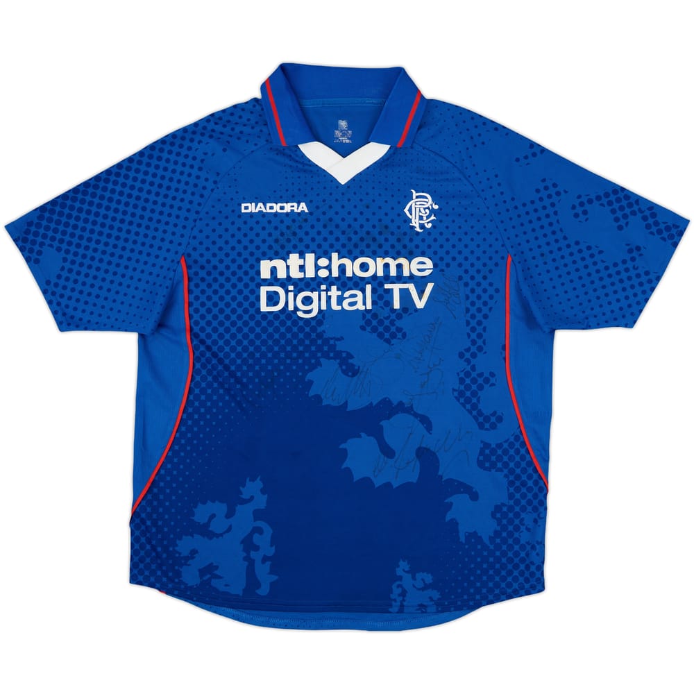 2002-03 Rangers Signed Home Shirt - 6/10 - (L)