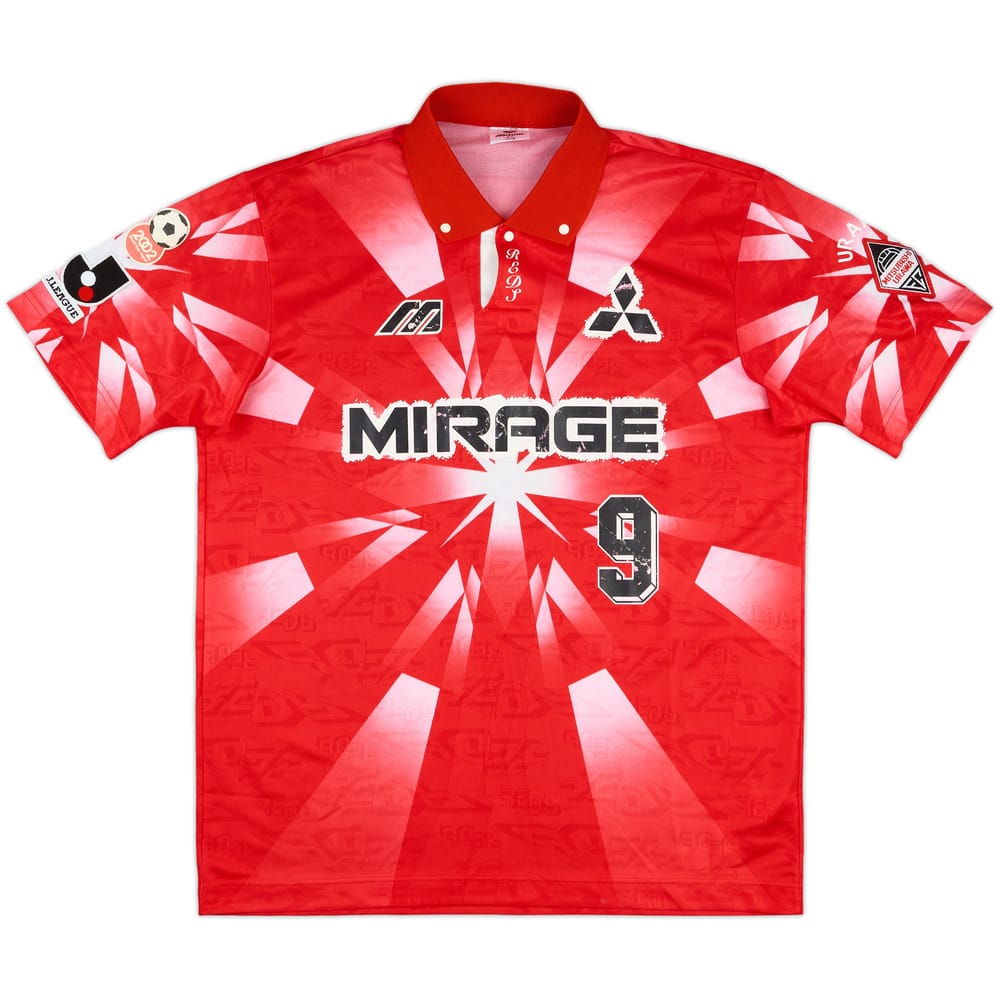 1995-96 Urawa Red Diamonds Home Shirt #9 (Fukuda) - 6/10 - (M)