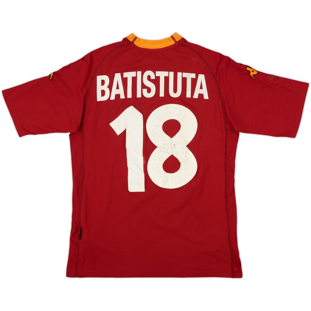 2000-01 Roma Signed Home Shirt Batistuta #18 - 5/10 - (L)
