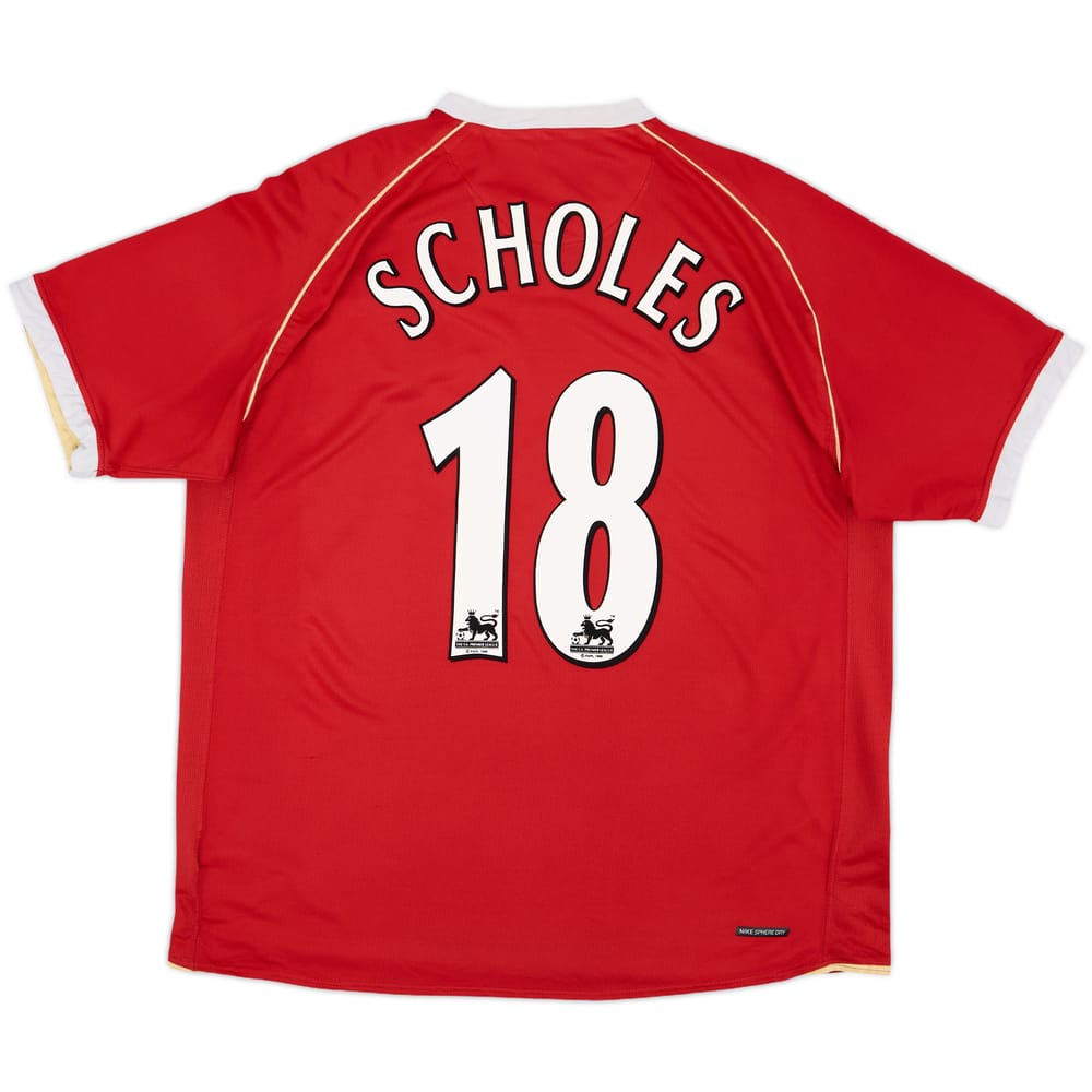 2006-07 Manchester United Home Shirt Scholes #18 - 5/10 - (XL)