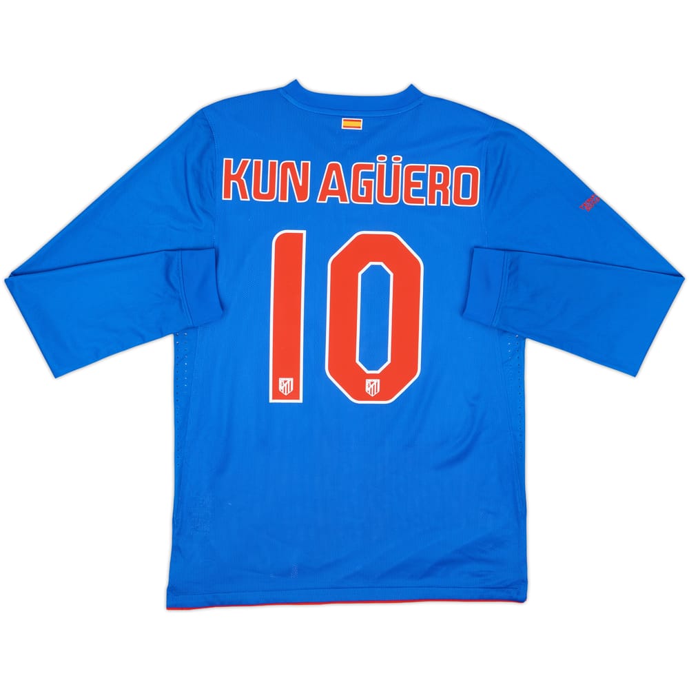 2010-11 Atletico Madrid Player Issue Away L/S Shirt Kun Aguero #10 - 8/10 - (L)