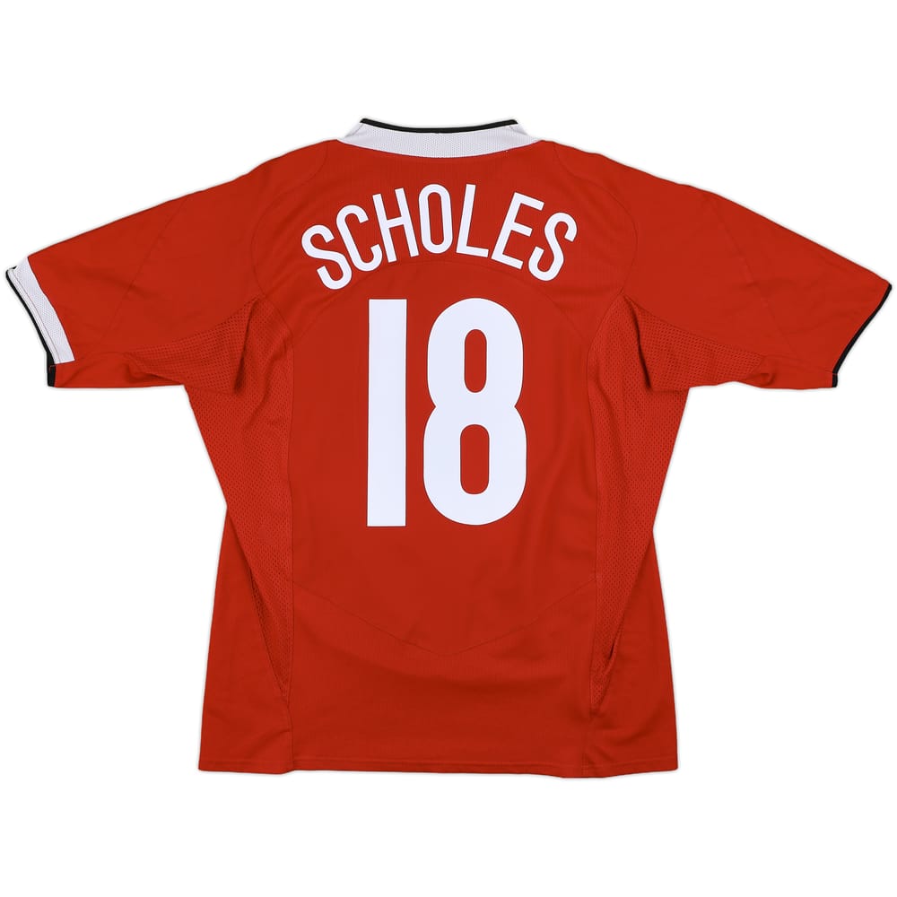 2004-06 Manchester United Home Shirt Scholes #18 - 8/10 - (L)