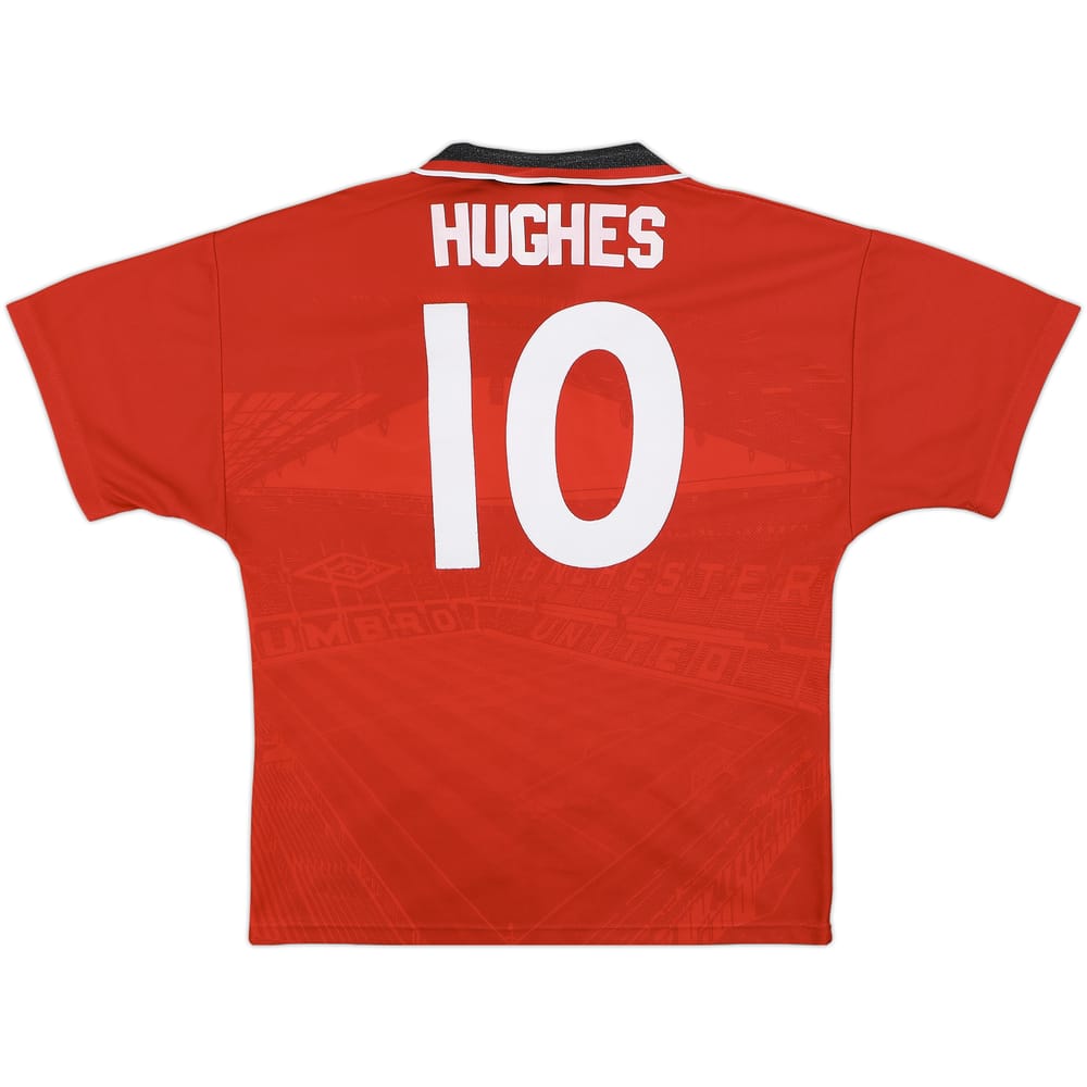 1994-96 Manchester United Home Shirt Hughes #10 - 8/10 - (Y)