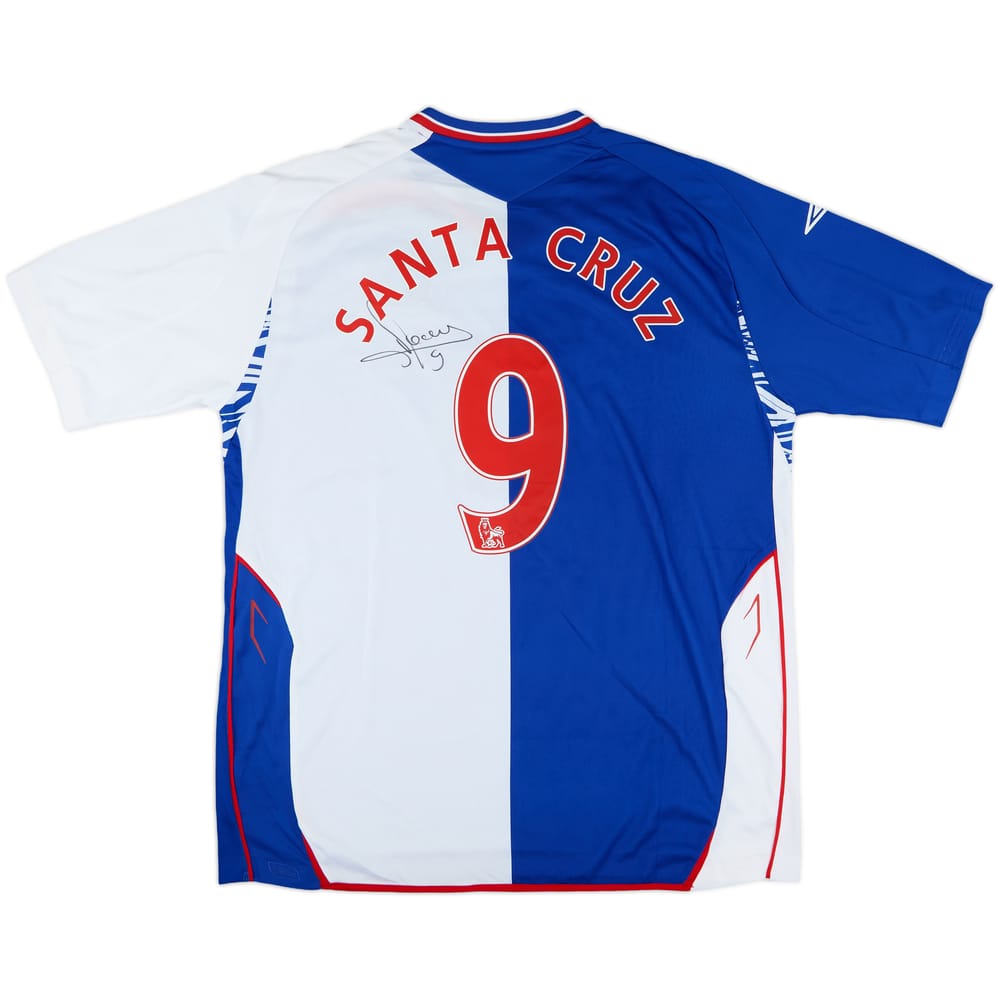 2007-08 Blackburn Rovers Signed Home Shirt Santa Cruz #9 (XL)