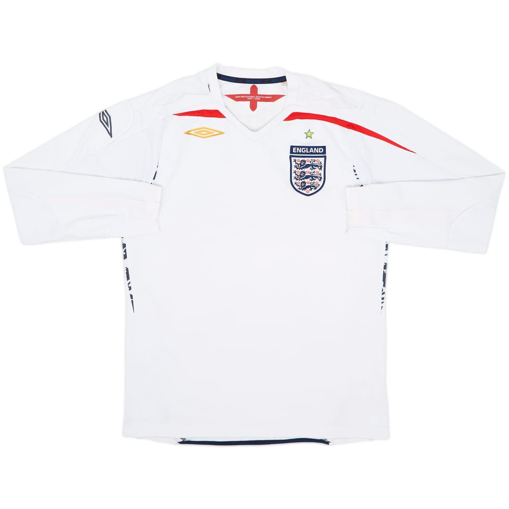 2007-09 England Home L/S Shirt - 4/10 - (M)