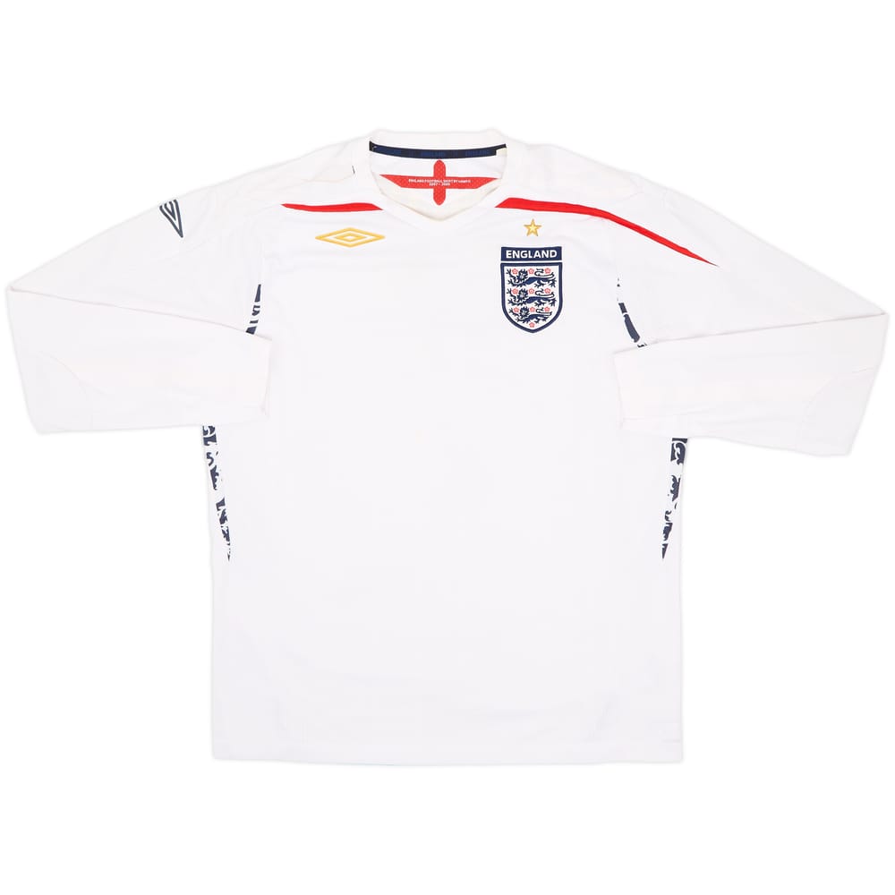 2007-09 England Home L/S Shirt - 5/10 - (L)