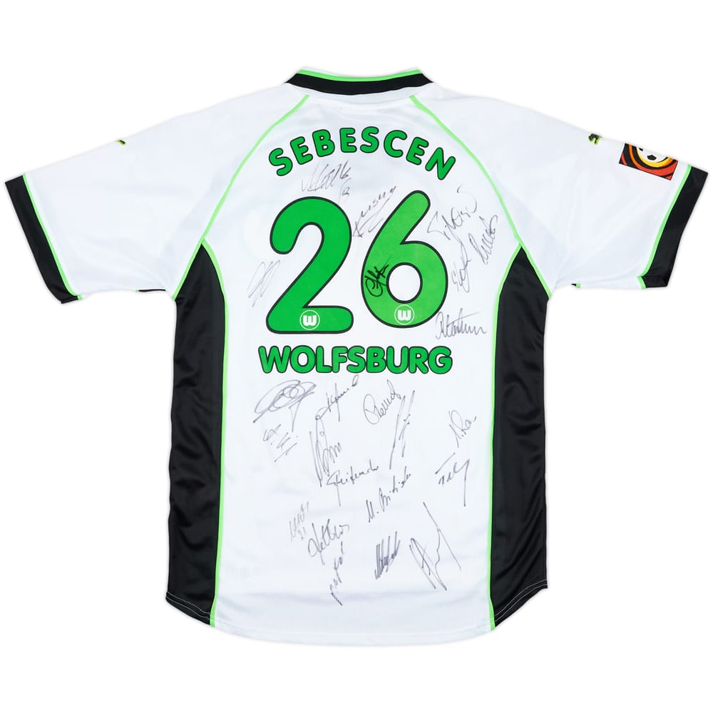 1999-00 Wolfsburg Squad Signed Away Shirt Sebescen #26 - 6/10 - (S)