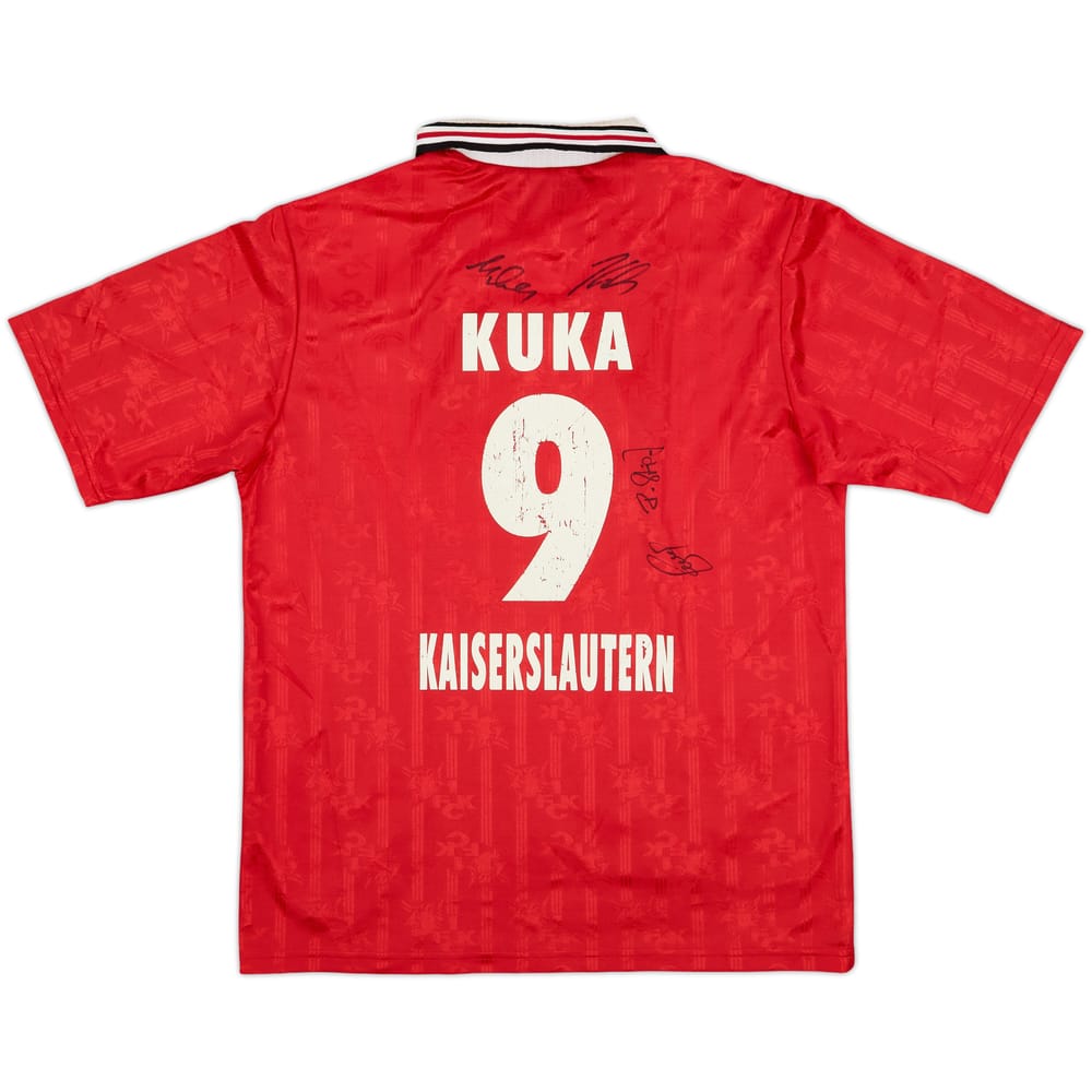 1996-98 Kaiserslautern Signed Home Shirt Kuka #9 - 6/10 - (XL.Boys)