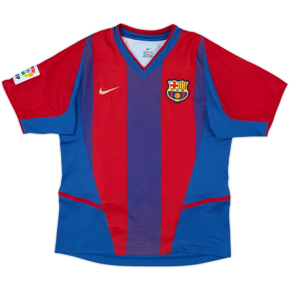 2002-03 Barcelona Home Shirt - 9/10 - (M.Boys)