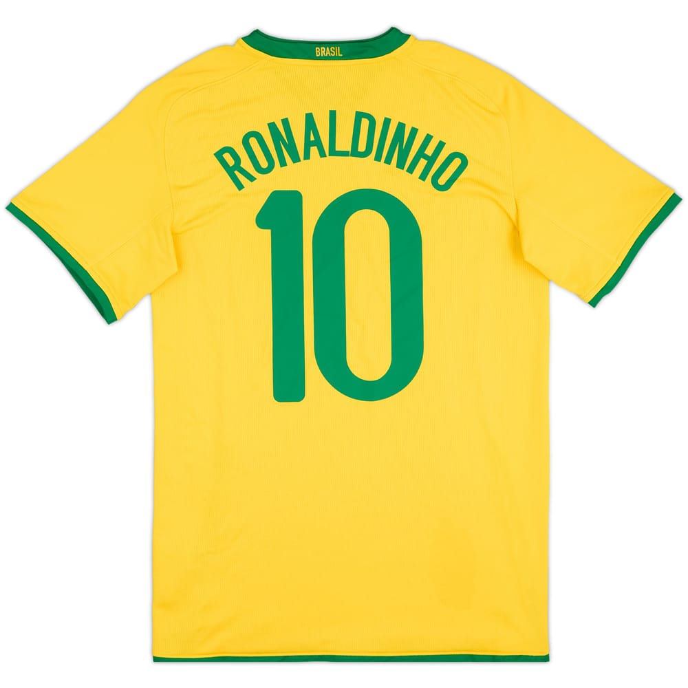 2008-10 Brazil Home Shirt Ronaldinho #10 - 9/10 - (S)
