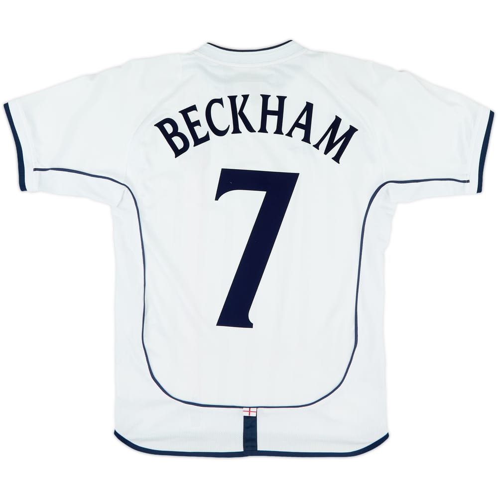 2001-03 England Home Shirt Beckham #7 - 8/10 - (L.Boys)