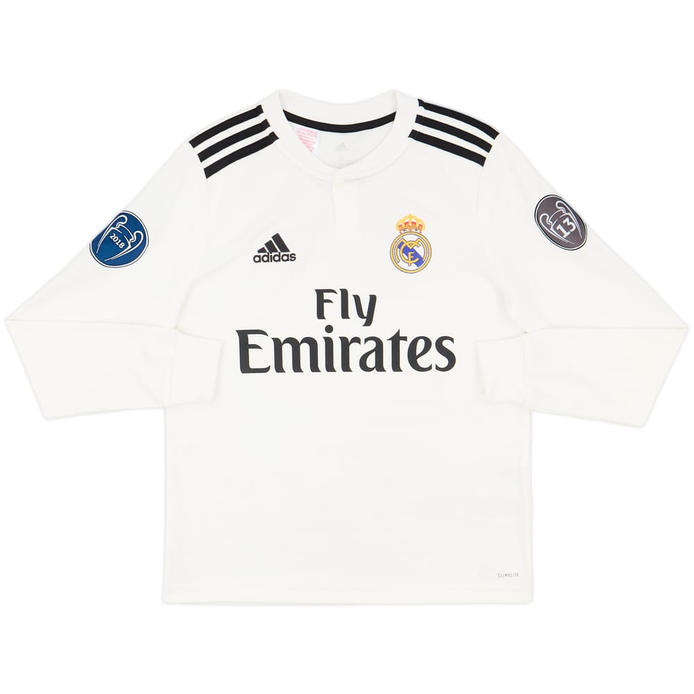 2018-19 Real Madrid Home L/S Shirt - 10/10 - (L.Boys)