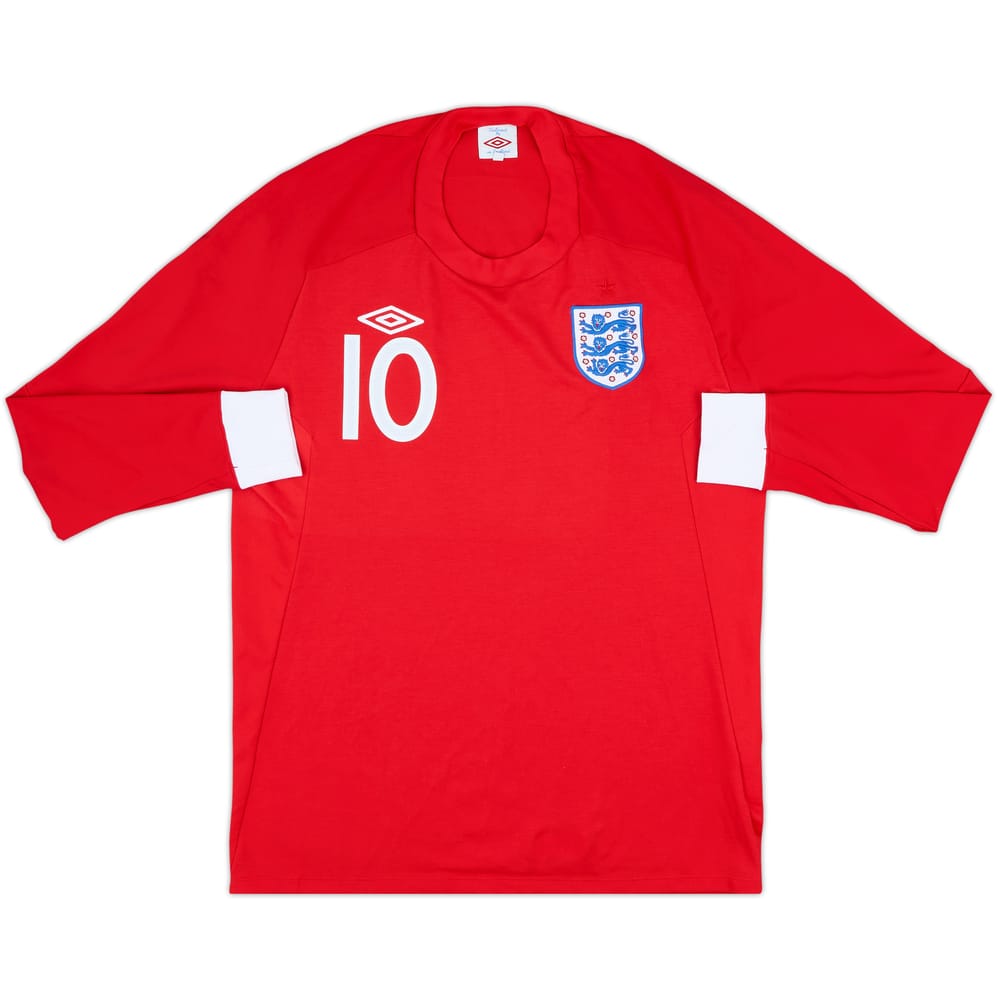 2010-11 England Away L/S Shirt #10 (Rooney) - 9/10 - (L)