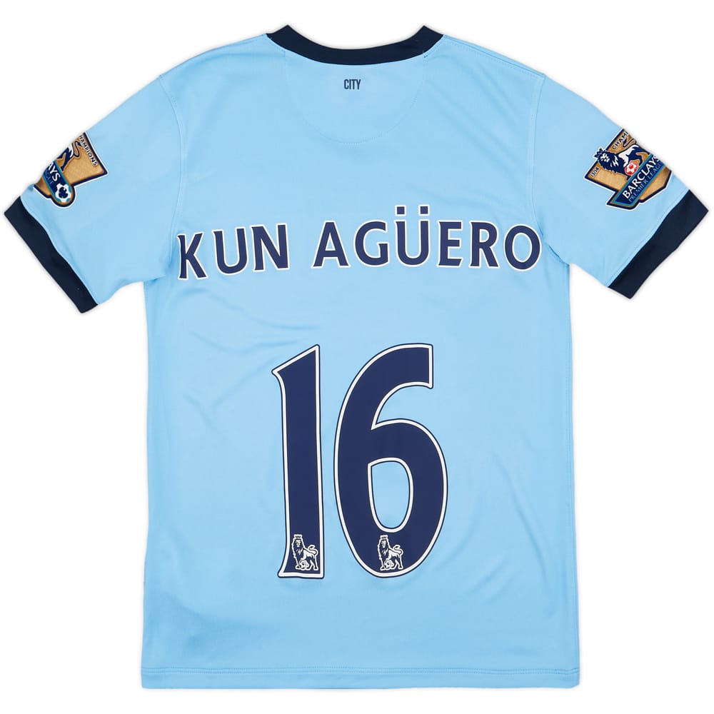 2014-15 Manchester City Home Shirt Kun Aguero #16 - 7/10 - (L.Boys)