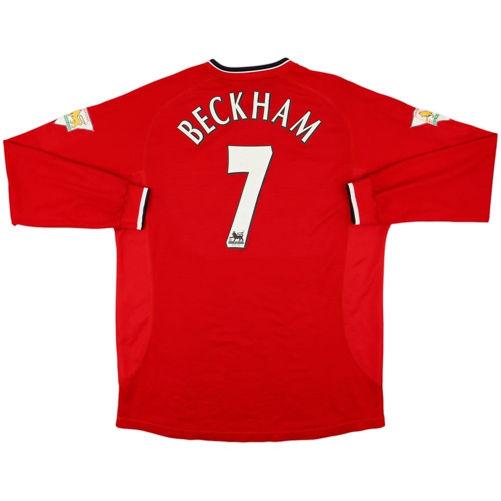 2000-02 Manchester United Home L/S Shirt Beckham #7 - 6/10 - (XL)