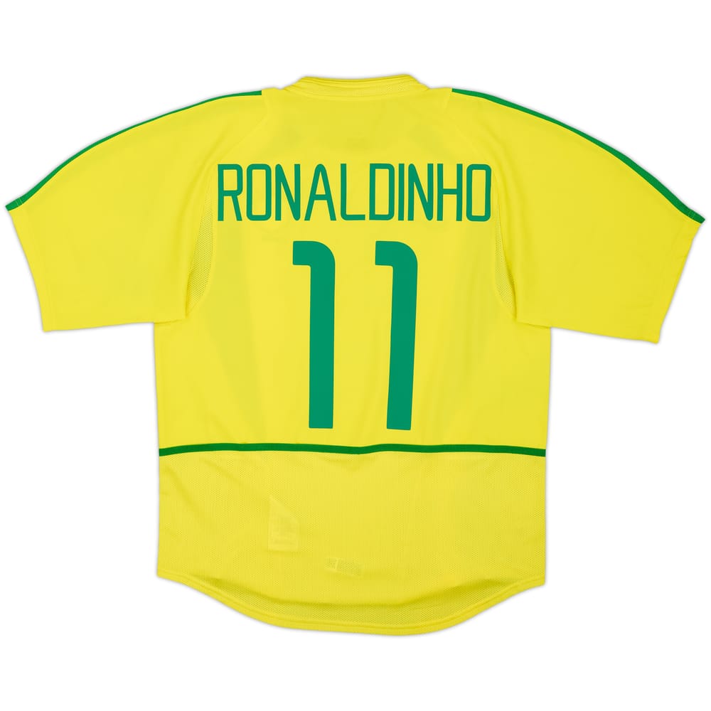 2002-04 Brazil Home Shirt Ronaldinho #11 - 9/10 - (M)