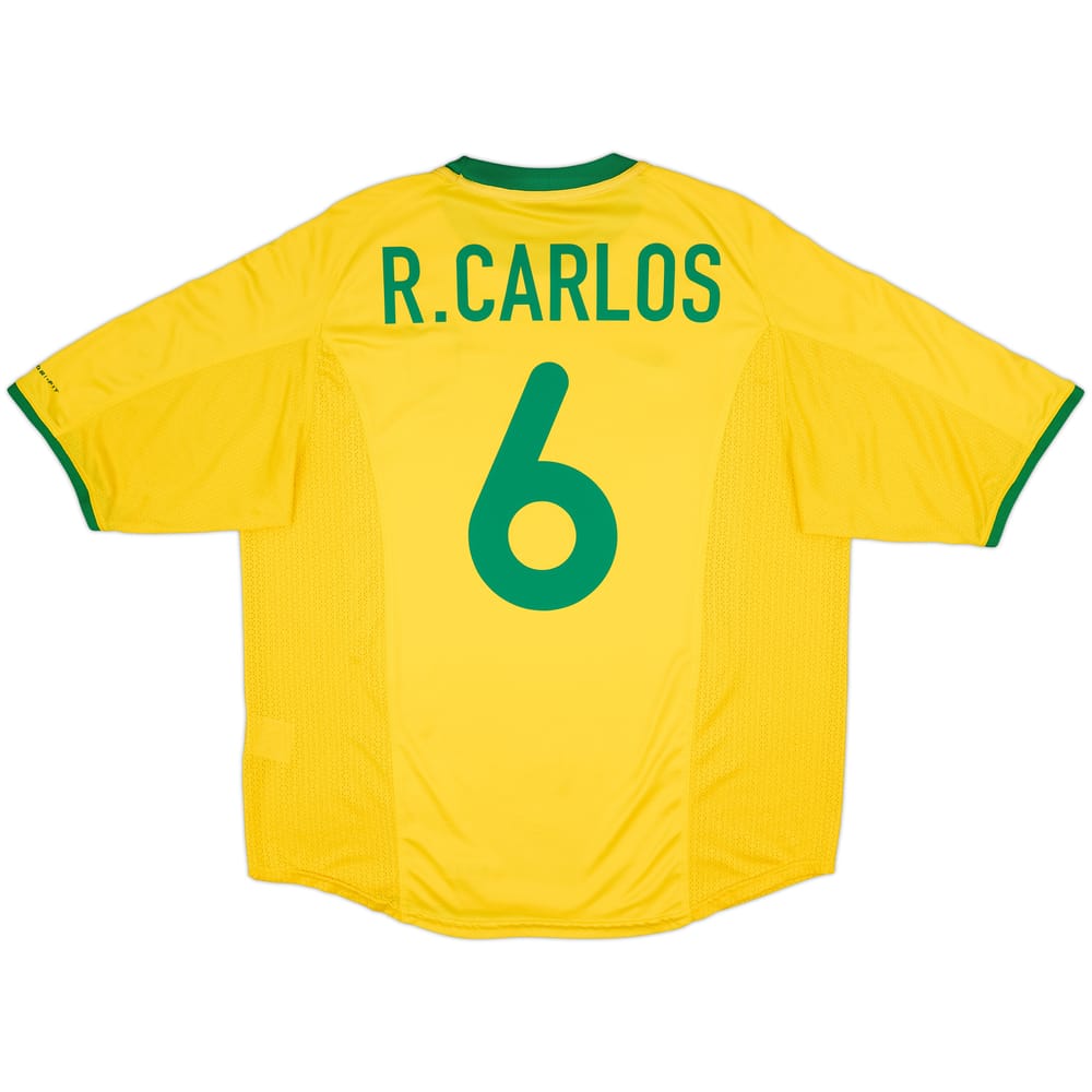 2000-02 Brazil Home Shirt R.Carlos #6 - 9/10 - (L)