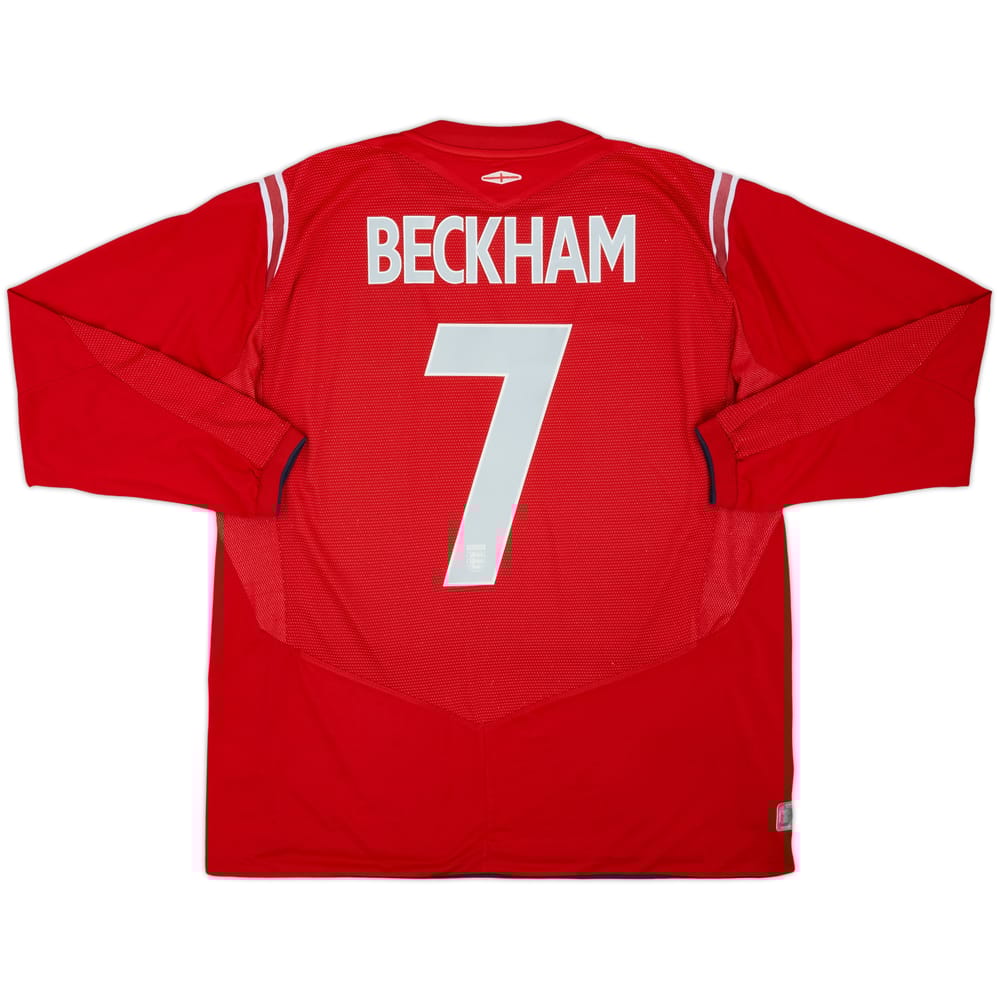 2004-06 England Away L/S Shirt Beckham #7 - 5/10 - (L)