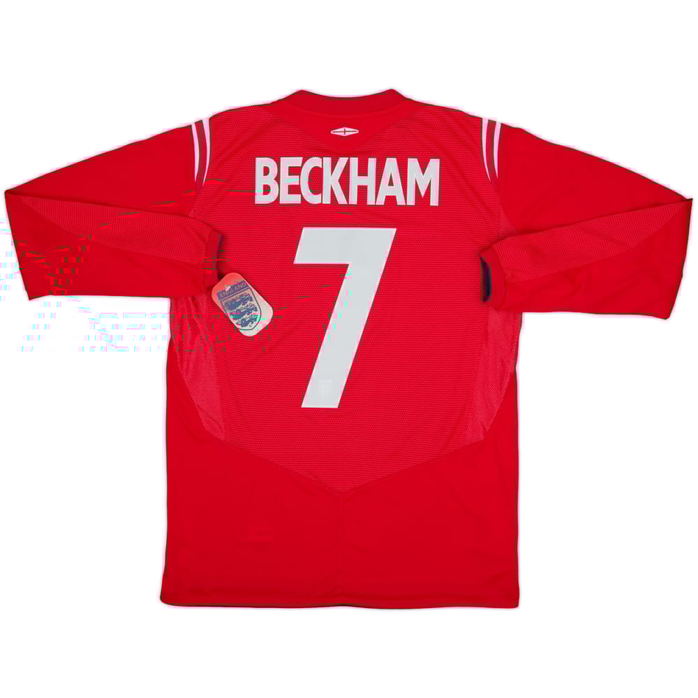 2004-06 England Away L/S Shirt Beckham #7 (M)