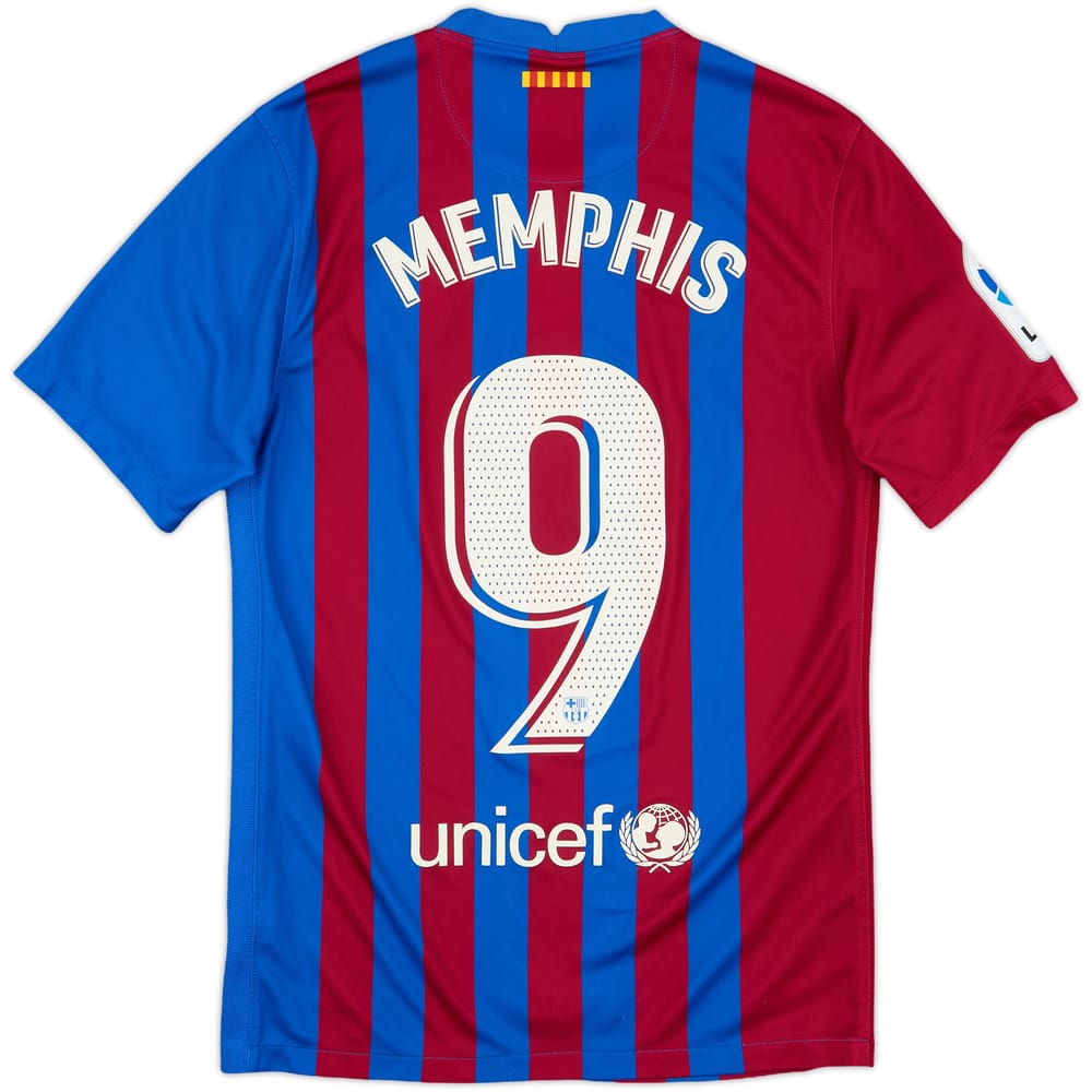2021-22 Barcelona Home Shirt Memphis #9 - 8/10 - (S)