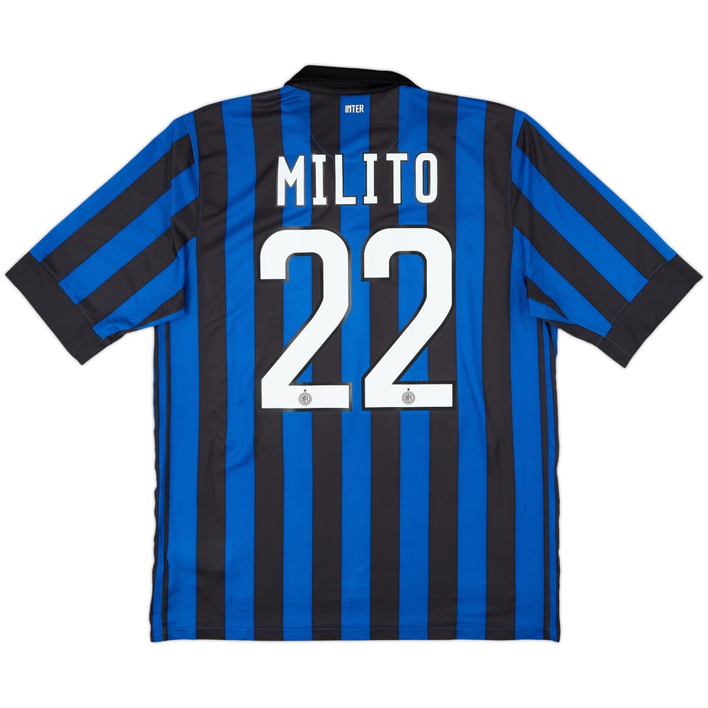 2011-12 Inter Milan Home Shirt Milito #22 - 8/10 - (L)