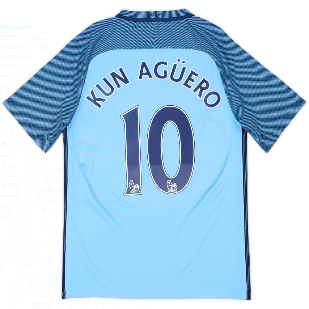 2016-17 Manchester City Home Shirt Kun Aguero #10 - 8/10 - (S)