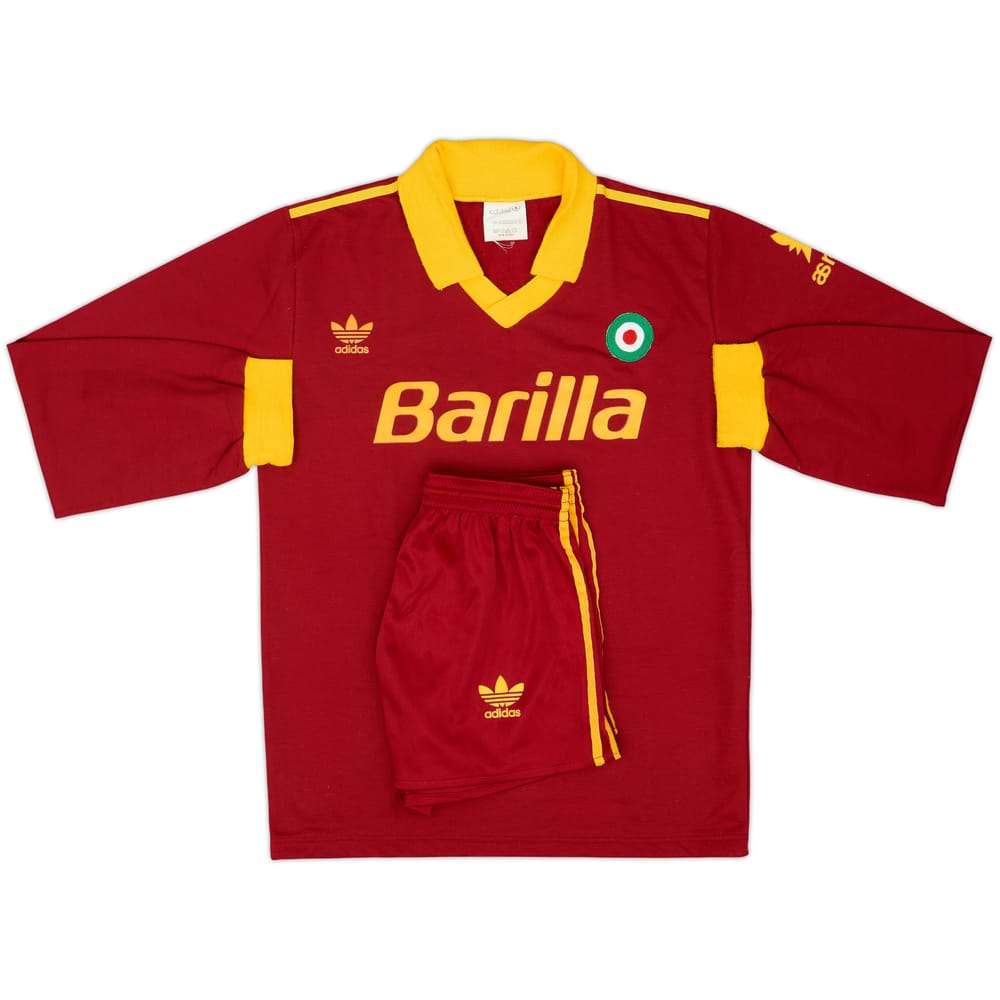 1991-92 Roma Home L/S Shirt & Shorts - 9/10 - (S)