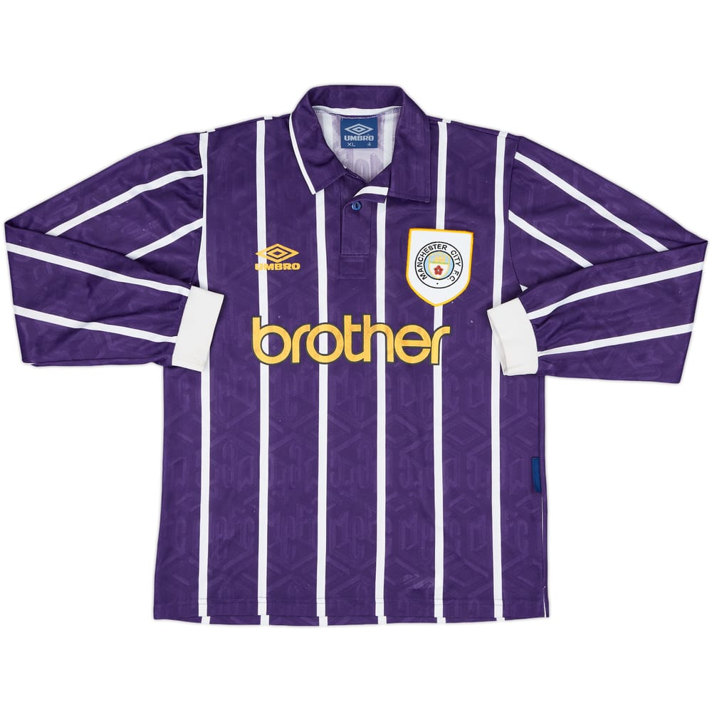 1993-94 Manchester City Away L/S Shirt - 7/10 - (XL)