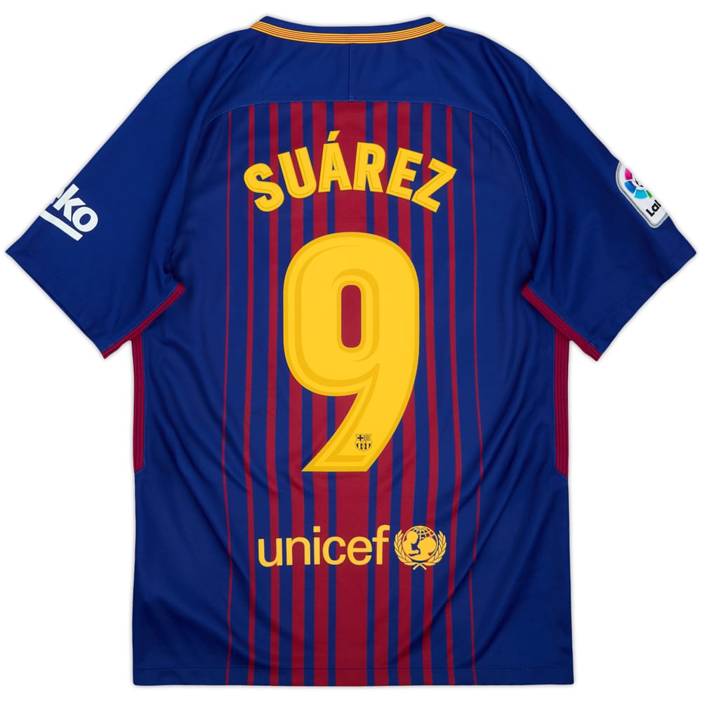 2017-18 Barcelona Home Shirt Suarez #9 - 9/10 - (S)