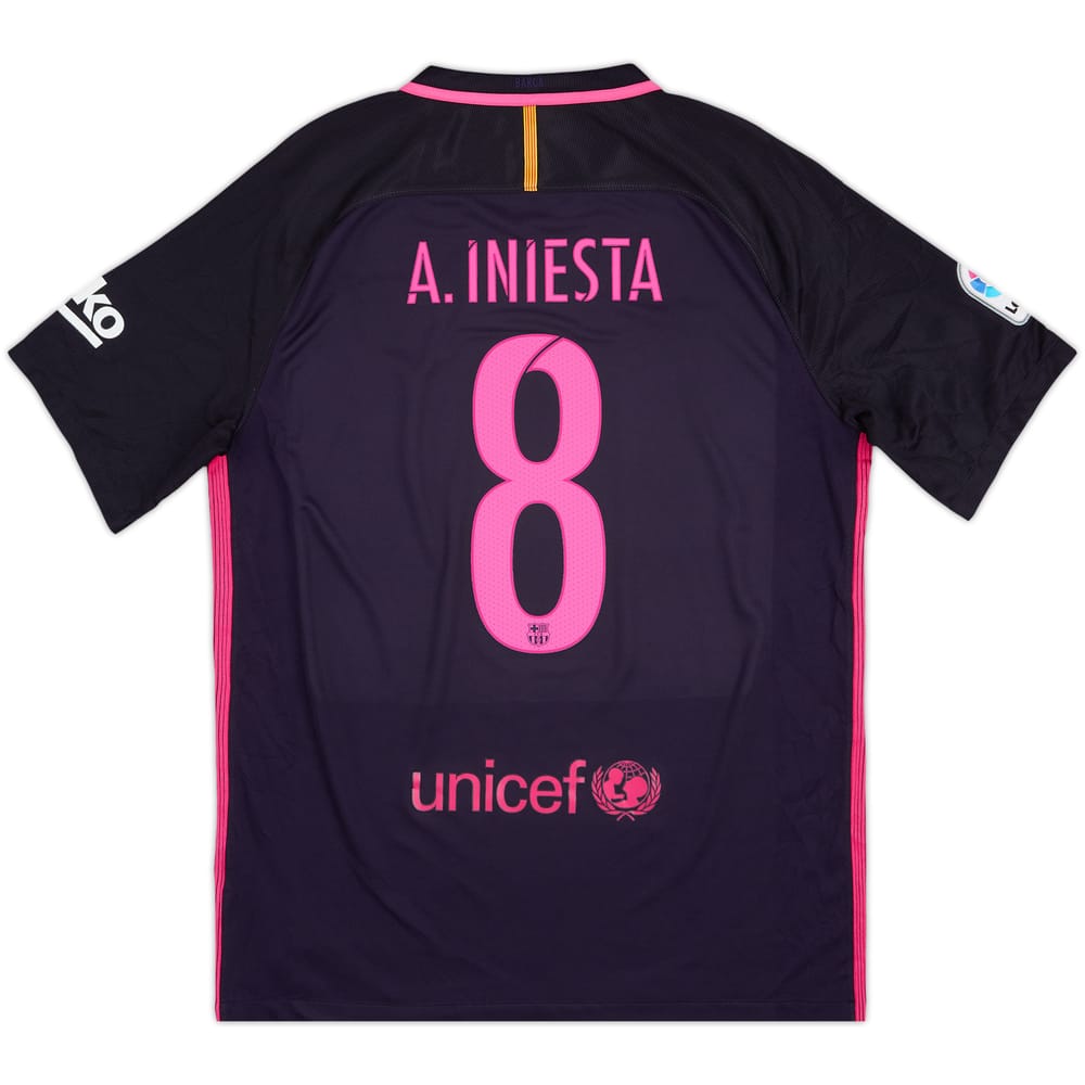 2016-17 Barcelona Away Shirt A.Iniesta #8 - 9/10 - (L)