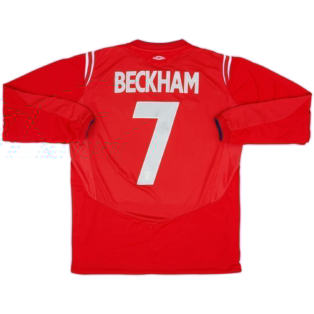 2004-06 England Away L/S Shirt Beckham #7 - 6/10 - (L)