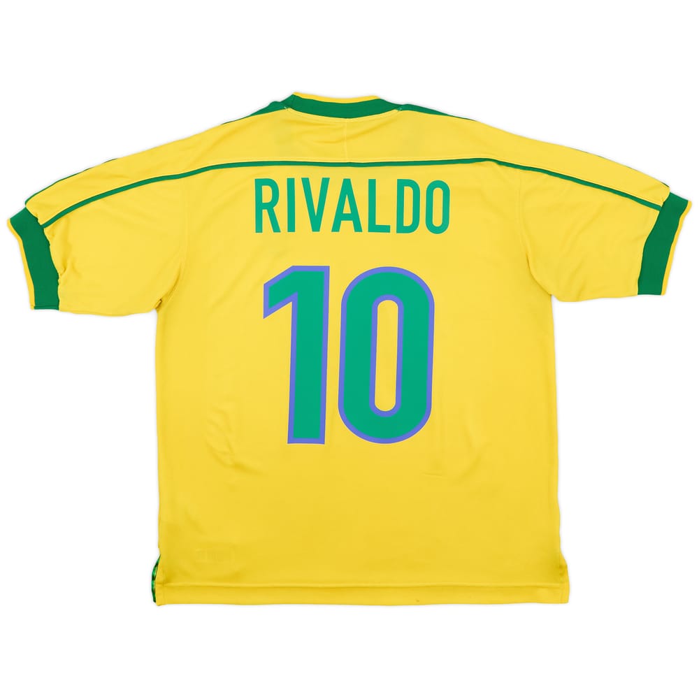 1998-00 Brazil Home Shirt Rivaldo #10 - 8/10 - (M)