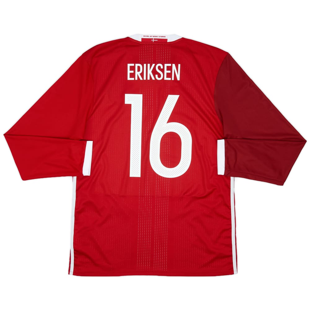 2015-16 Denmark Player Issue Home L/S Shirt Eriksen #16 - 9/10 - (L)