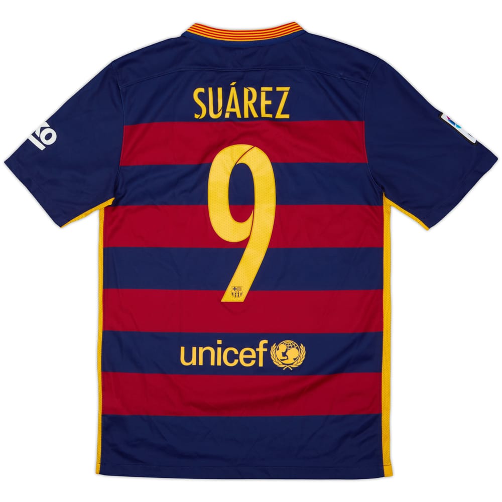 2015-16 Barcelona Home Shirt Suarez #9 - 9/10 - (S)
