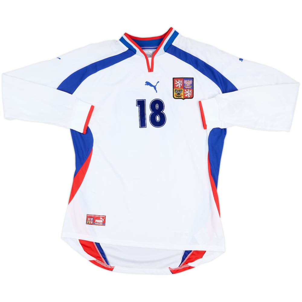 2001 Czech Republic Match Issue Away L/S Shirt #18 (Vlcek)