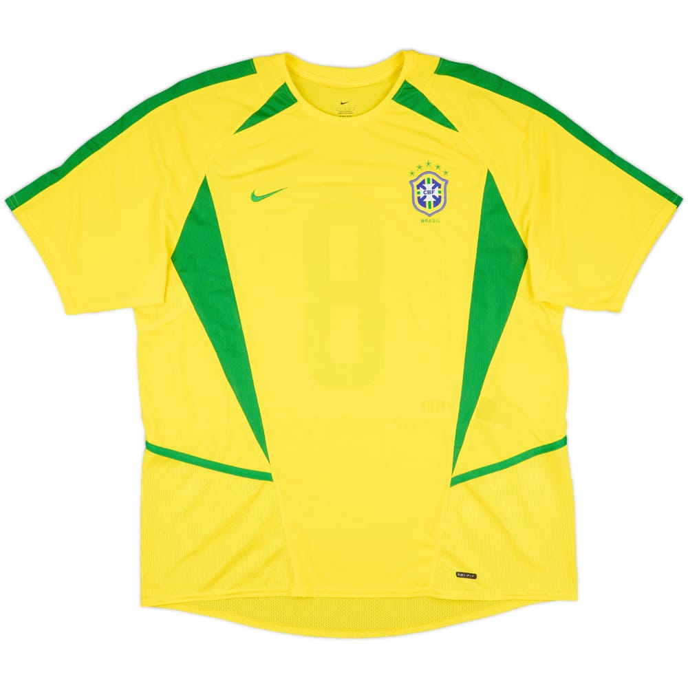 2002-04 Brazil Home Shirt #8 - 8/10 - (L)