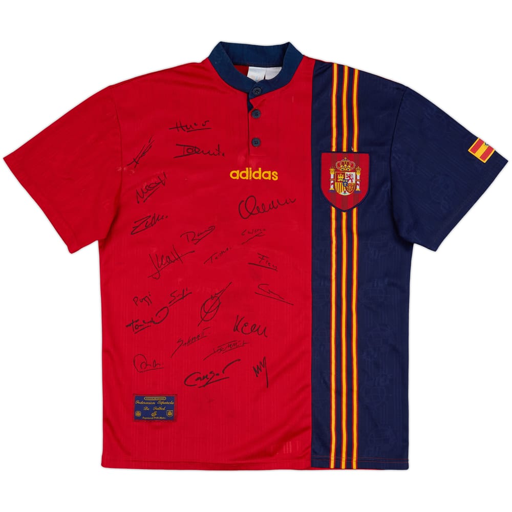 1996-98 Spain 'Squad Signed' Home Shirt - 8/10 - (L)