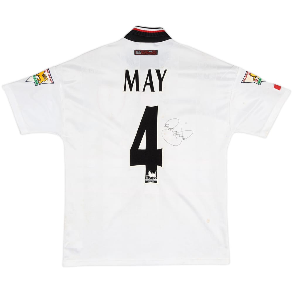 1997-98 Manchester United Signed Away Shirt May #4 - 6/10 - (M)