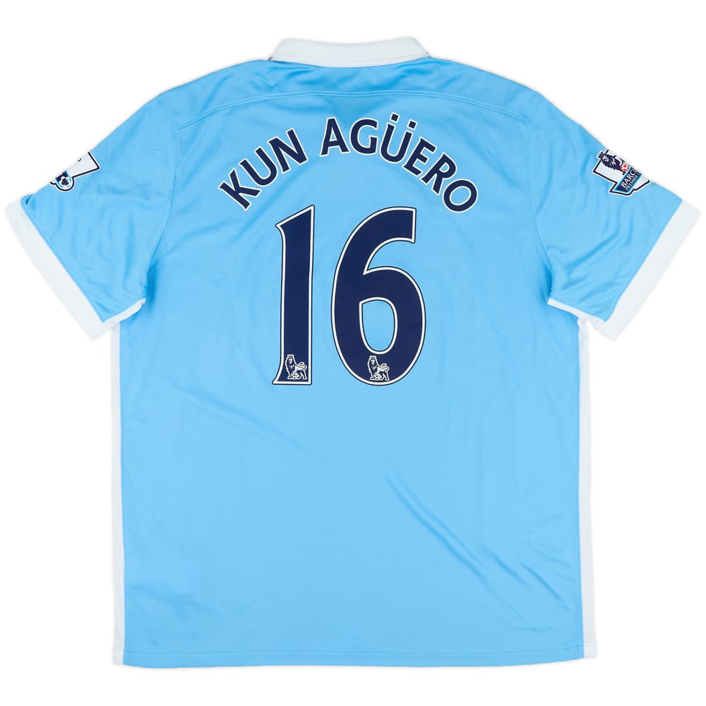 2015-16 Manchester City Home Shirt Kun Aguero #16 - 8/10 - (XL)