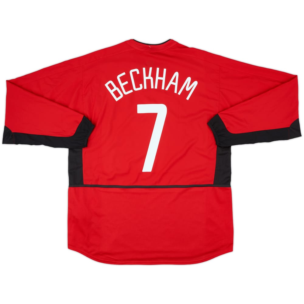 2002-04 Manchester United Home L/S Shirt Beckham #7 (XL)