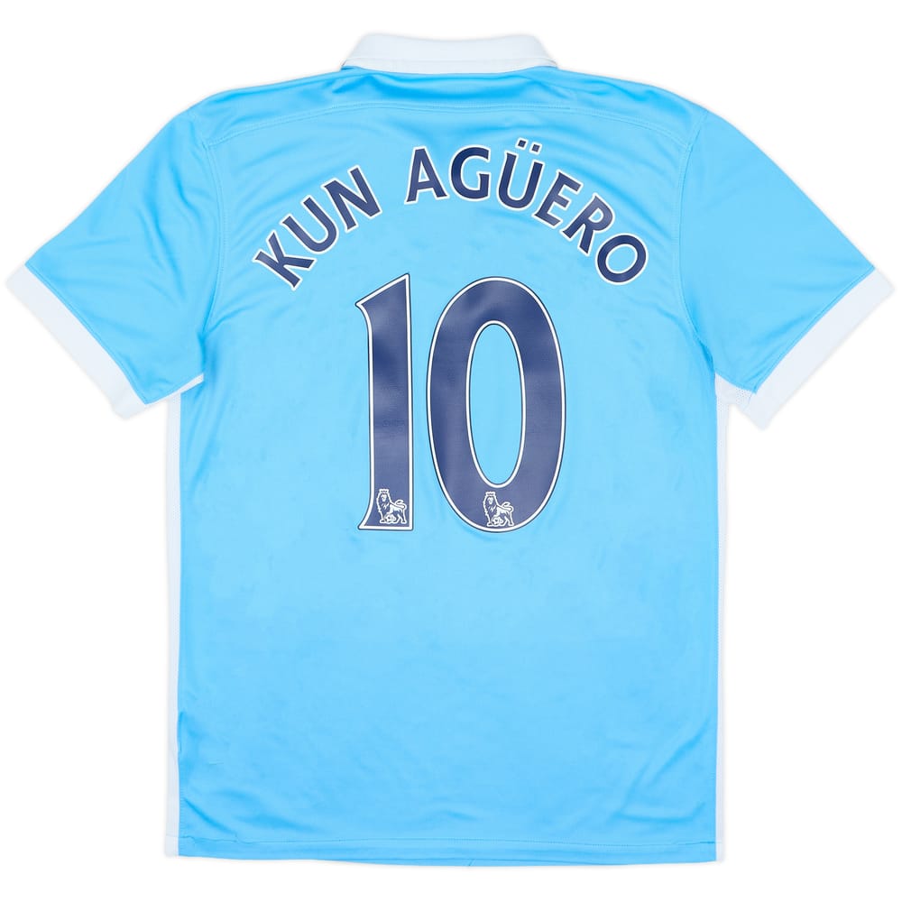 2015-16 Manchester City Home Shirt Kun Aguero #10 - 7/10 - (M)