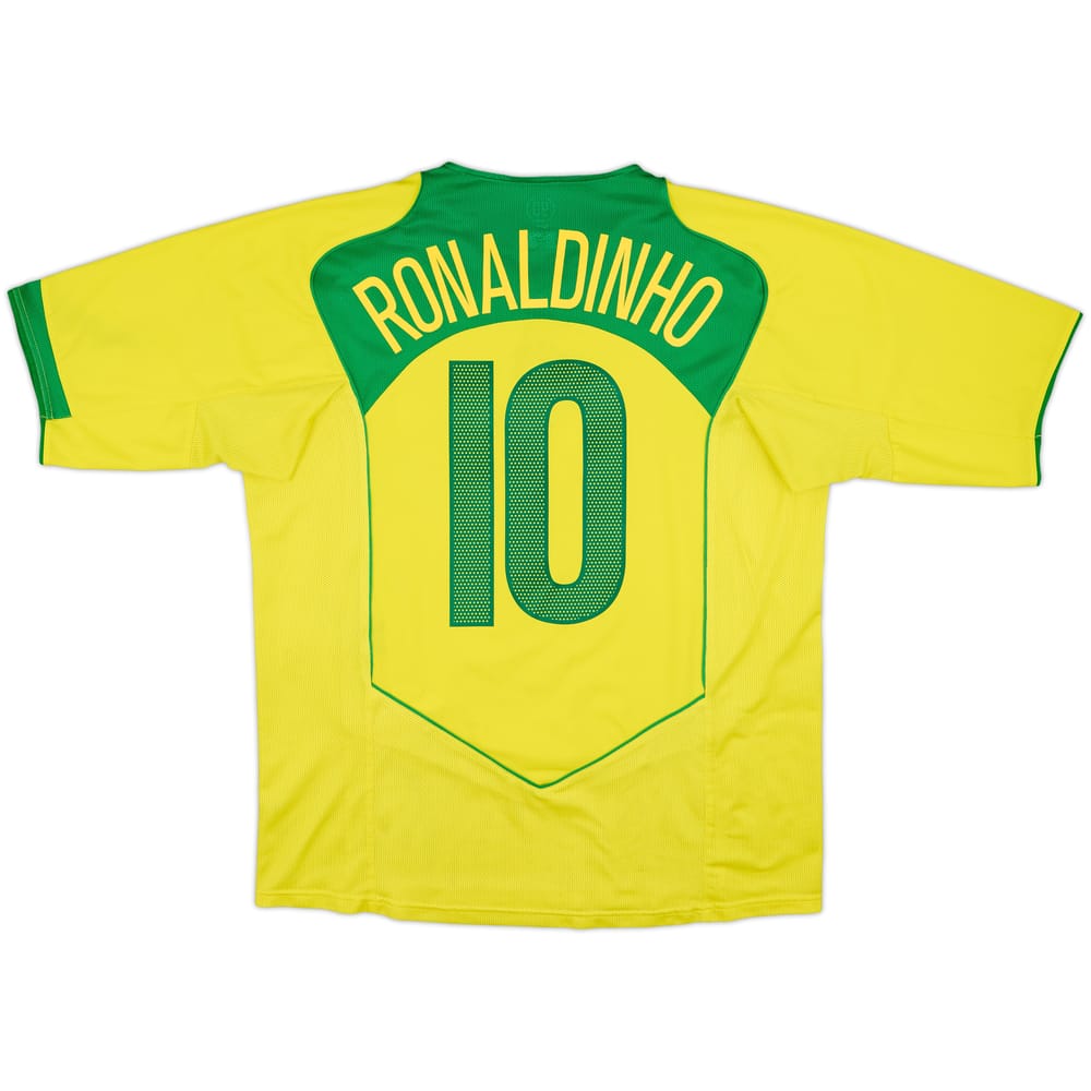 2004-06 Brazil Home Shirt Ronaldinho #10 - 8/10 - (L)