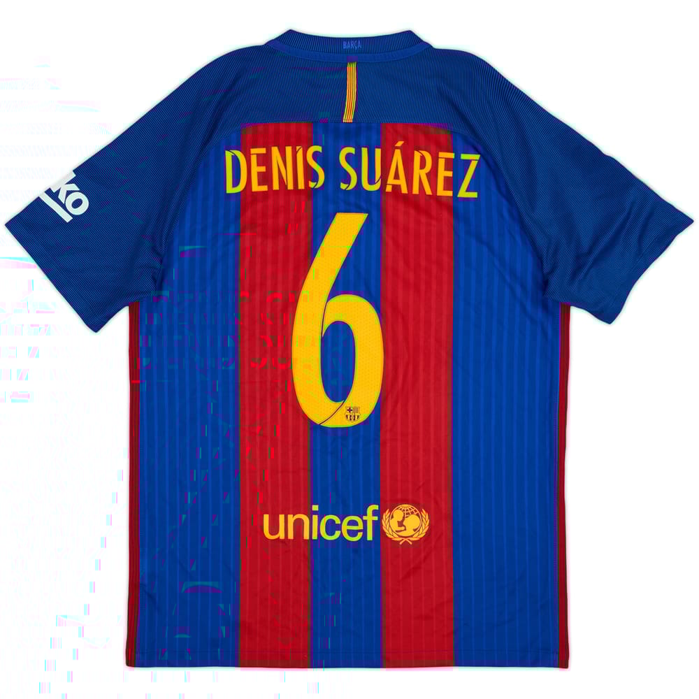 2016-17 Barcelona Home Shirt Denis Suarez #6 - 9/10 - (M)