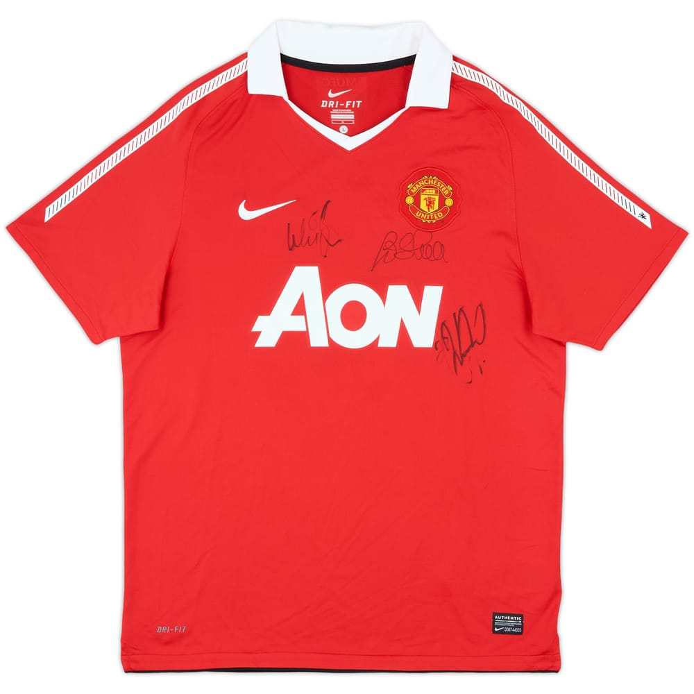 2010-11 Manchester United Signed Home Shirt - 7/10 - (L)