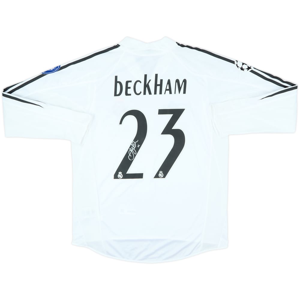 2004-05 Real Madrid Signed Home L/S Shirt Beckham #23 - 9/10 - (M)
