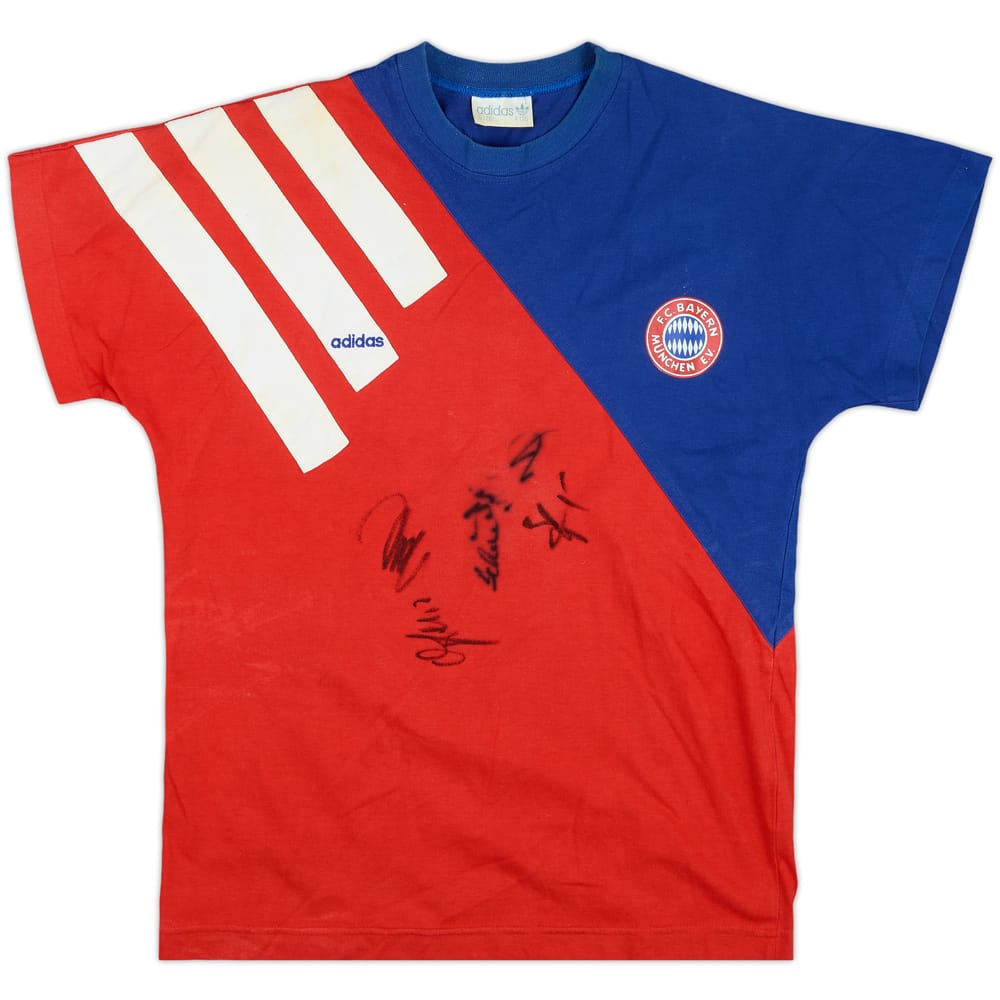 1991-92 Bayern Munich adidas Signed Cotton T-Shirt - 7/10 - (XL.Boys)