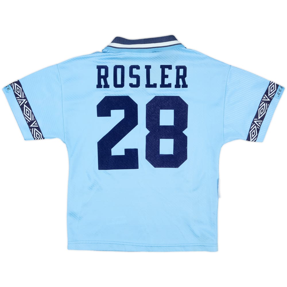 1993-95 Manchester City Signed Home Shirt Rosler #28 - 8/10 - (L.Boys)