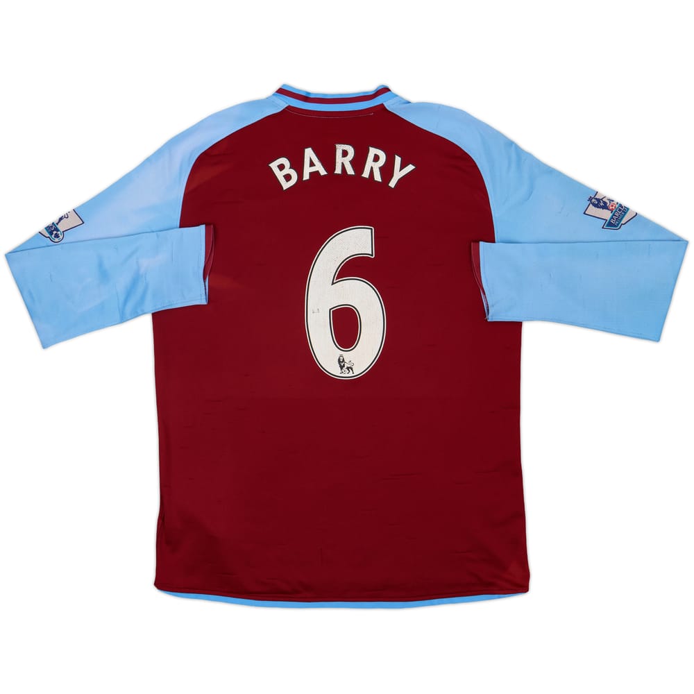 2009-10 Aston Villa Home L/S Shirt Barry #6 - 4/10 - (L)
