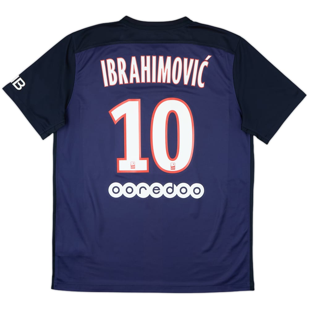 2015-16 Paris Saint-Germain Home Shirt Ibrahimovic #10 - 8/10 - (L)