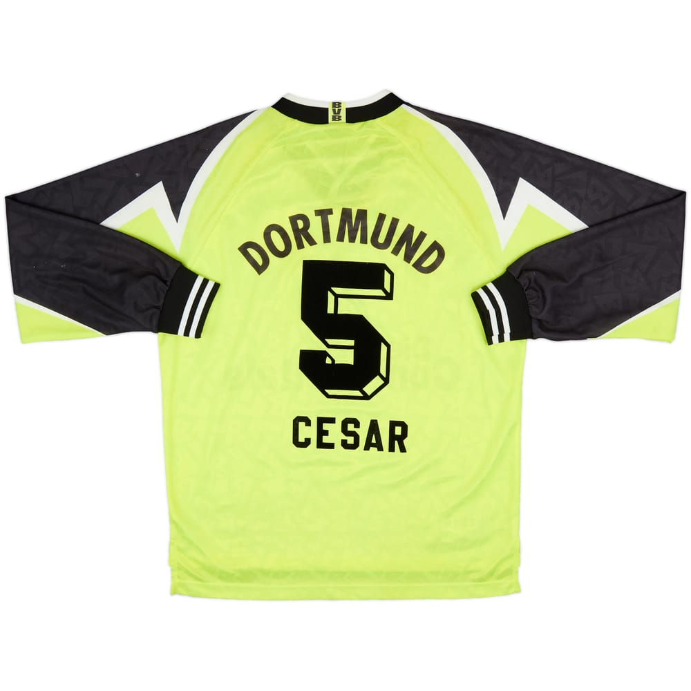 1995-96 Borussia Dortmund Home L/S Shirt Cesar #5 - 6/10 - (L)